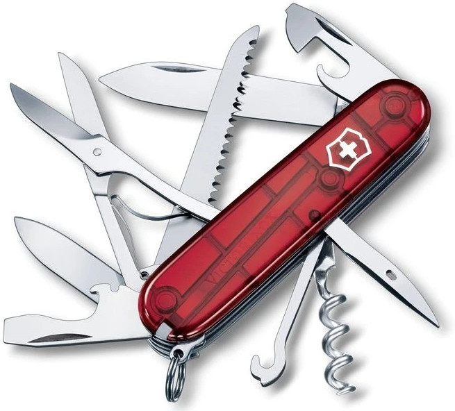 victorinox huntsman cerveny transparent